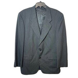 Christian Dior Mens Wool Striped Sport Coat Blazer Dark Gray 42R Single Breasted